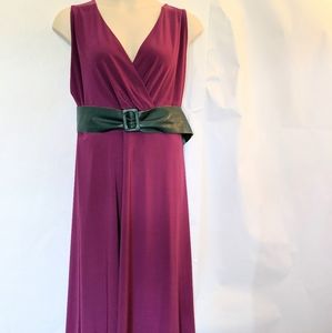 Vintage Igigi Purple Ponte Sleeveless Dress & Belt